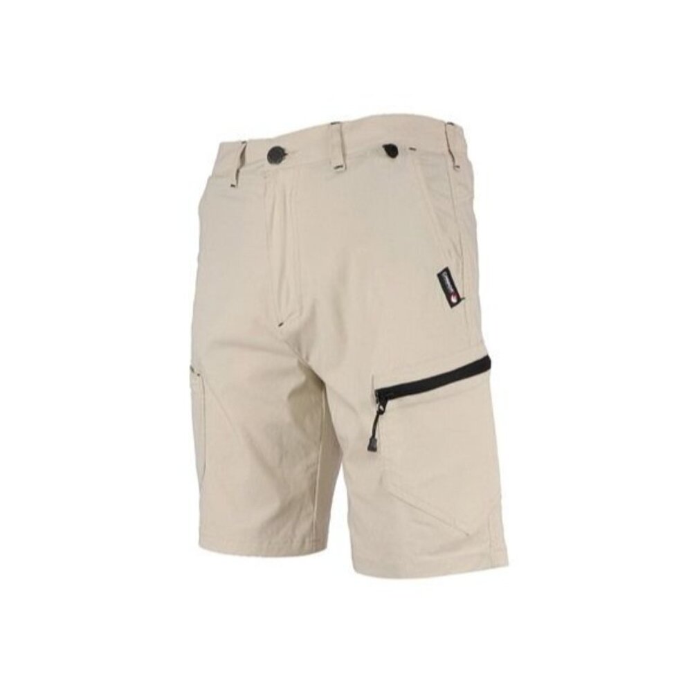 Canada Weather Gear Mens Bengaline 10" Shorts Beige Khaki Size Medium Zip Pocket